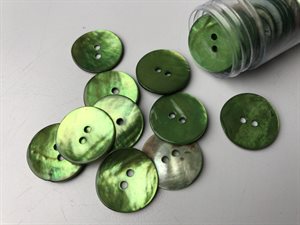 Farvet perlemor knap - klar grøn, 20 mm